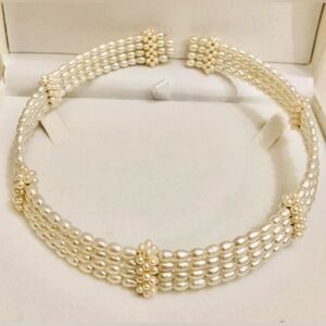 Antique 4Strands Custom Genuine Pearls Choker